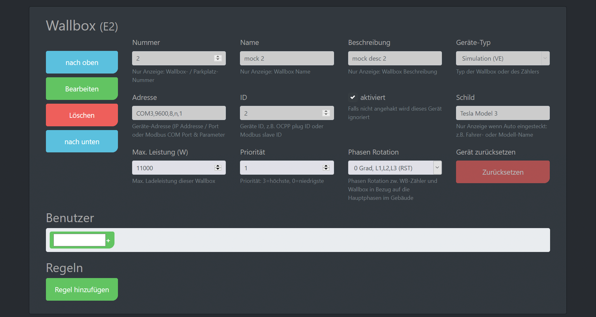 Screenshot #3 cFos Charging Manager Dokumentation - Konfiguration