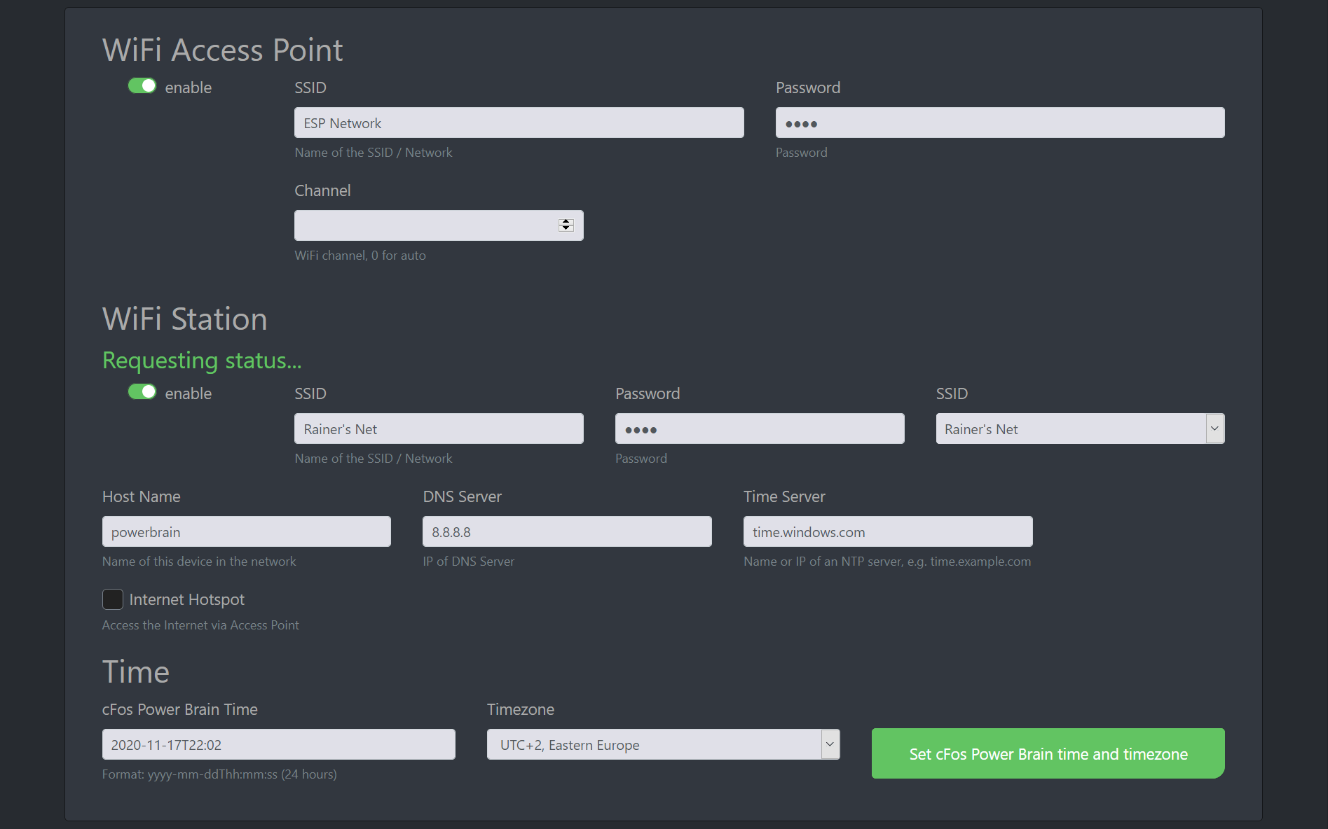 Screenshot #3 Документација за менаџерот за полнење на cFos - Конфигурација на контролорот за полнење на cFos