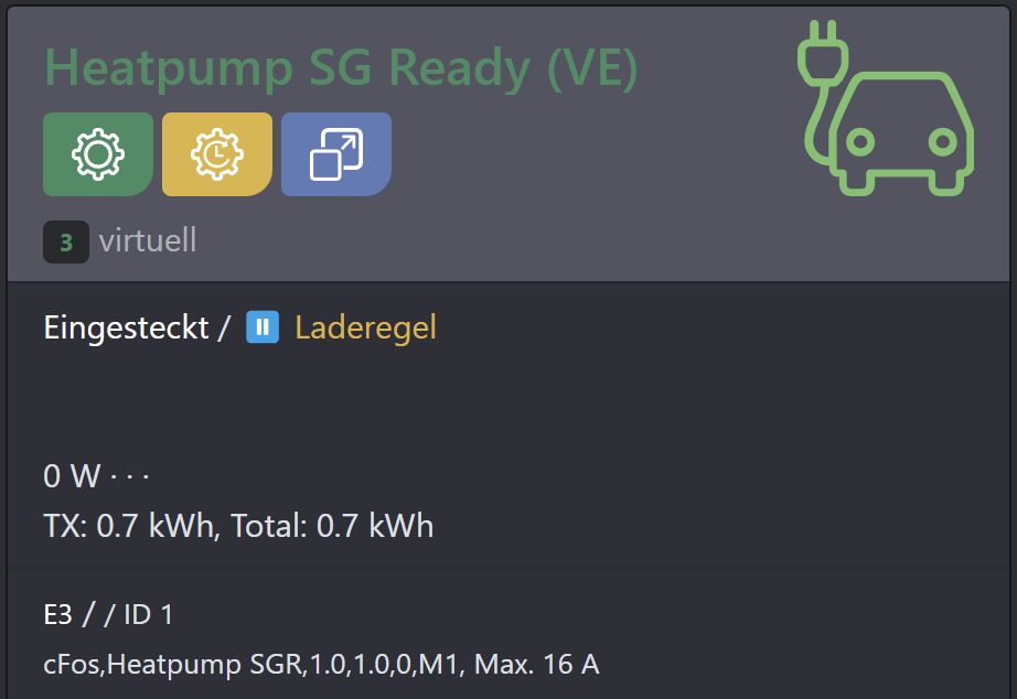 Ilustrație a configurației unei pompe de căldură în cFos Charging Manager