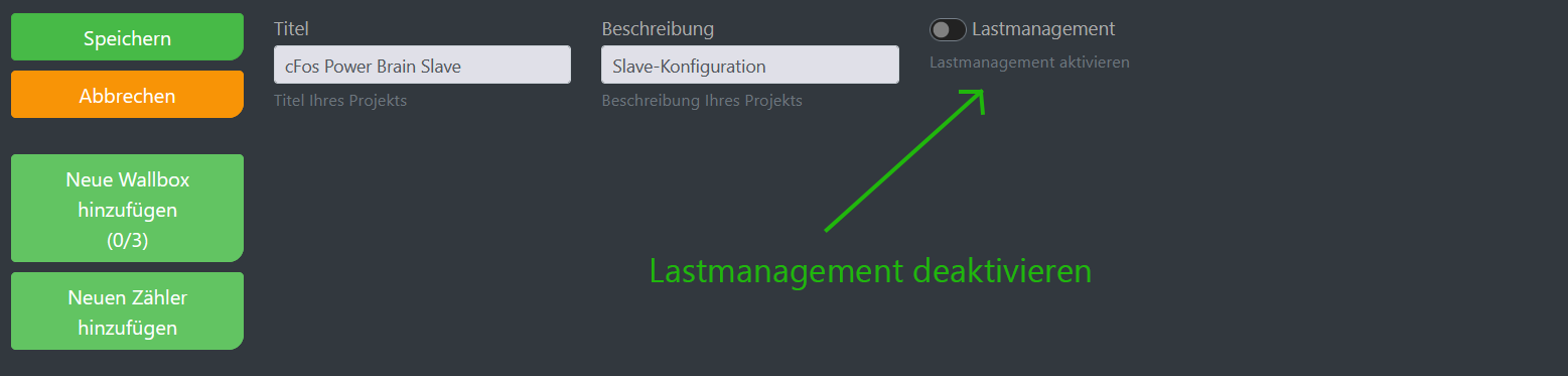 Img Capture d'écran de la configuration de cFos Charging Manager