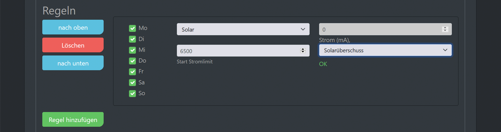 Screenshot cFos Charging Manager Dokumentation - Überschussladen