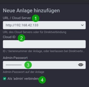 Neue Anlage hinzufügen - Detailpunkte