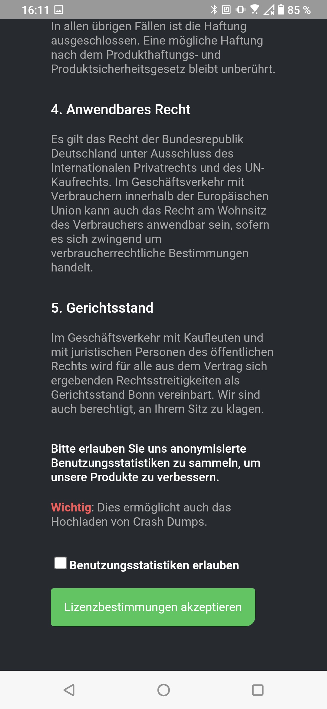 1-Lizenzbedigungen akzeptieren 1-Lizenzbedigungen akzeptieren